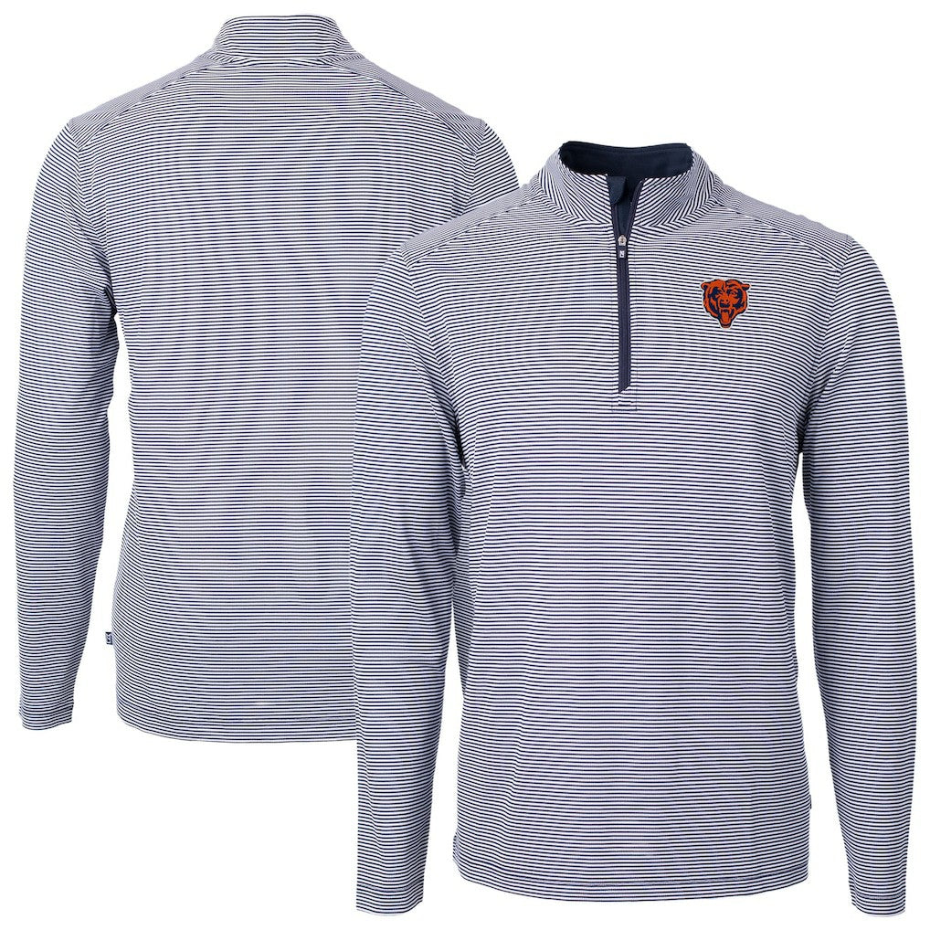 Cutter & Buck Big & Tall Virtue Eco Pique Micro Stripe Tri-Blend Quarter-Zip Jacket - Chicago Bears Jackets
