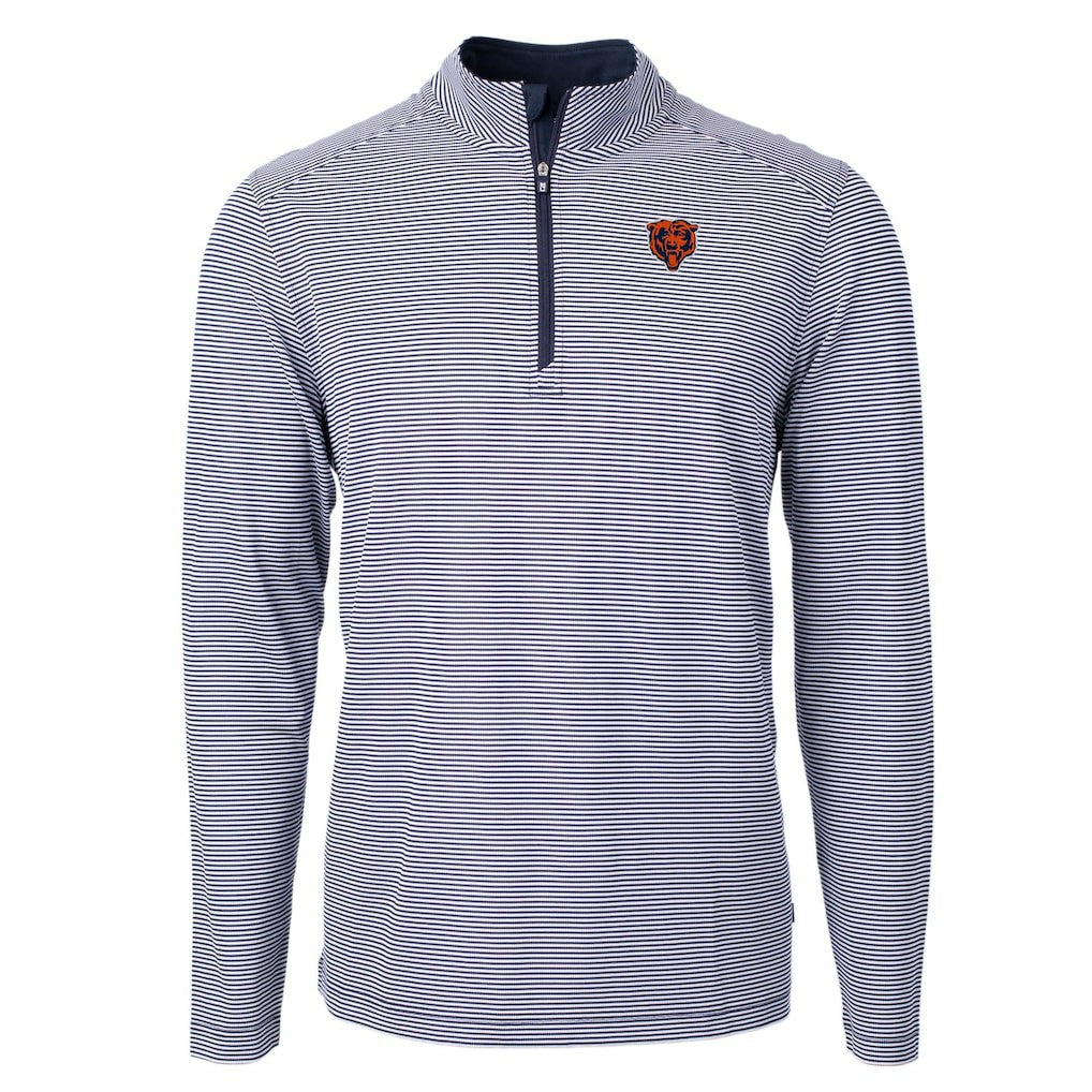 Cutter & Buck Big & Tall Virtue Eco Pique Micro Stripe Tri-Blend Quarter-Zip Jacket - Chicago Bears Jackets