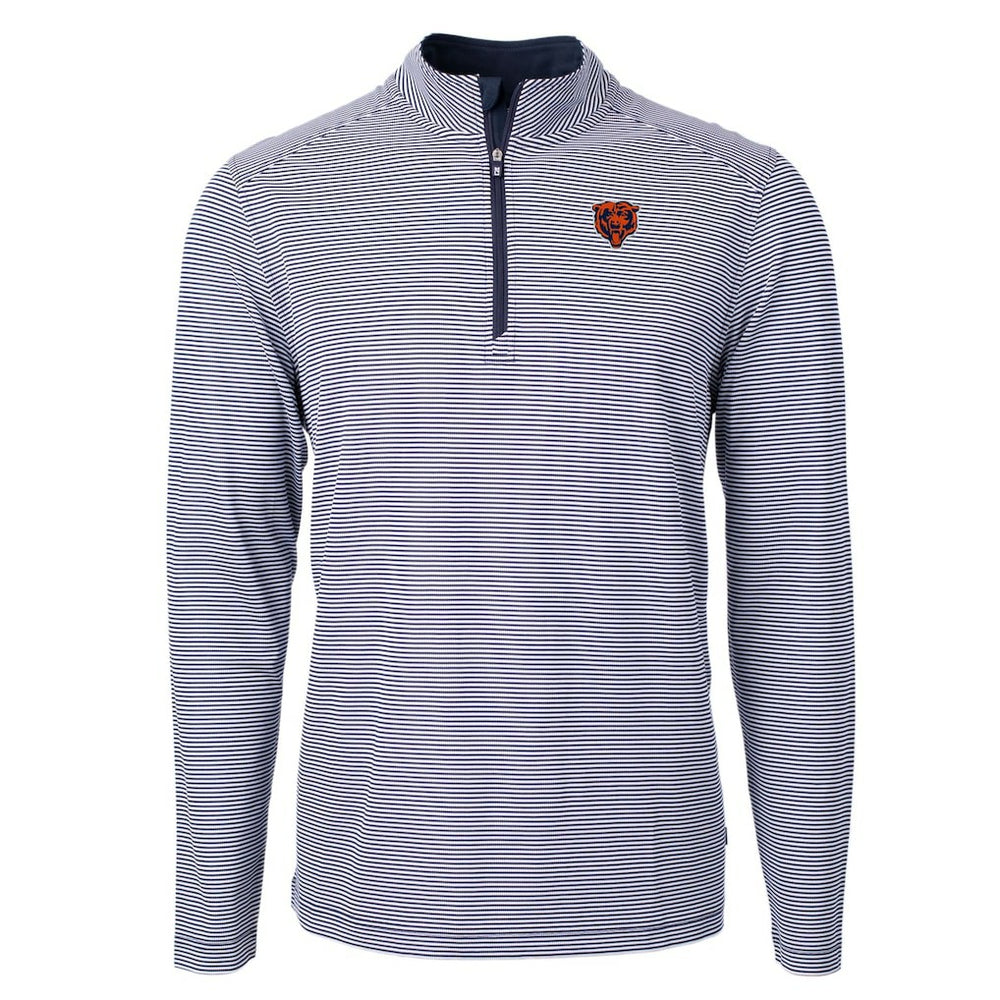 Cutter & Buck Big & Tall Virtue Eco Pique Micro Stripe Tri-Blend Quarter-Zip Jacket - Chicago Bears Jackets