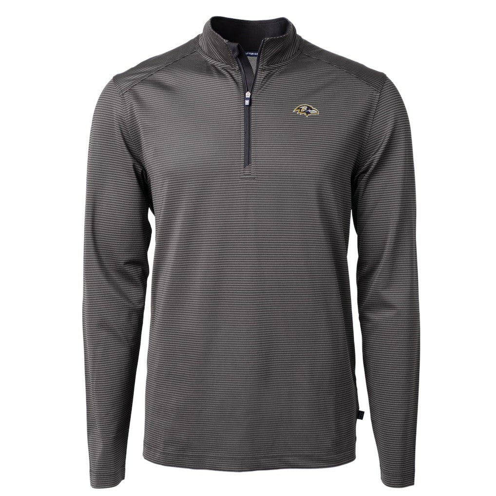 Cutter & Buck Big & Tall Virtue Eco Pique Micro Stripe Tri-Blend Quarter-Zip Jacket - Baltimore Ravens Jackets