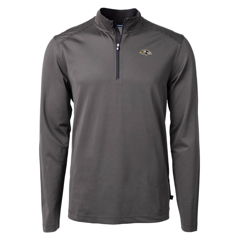 Cutter & Buck Big & Tall Virtue Eco Pique Micro Stripe Tri-Blend Quarter-Zip Jacket - Baltimore Ravens Jackets