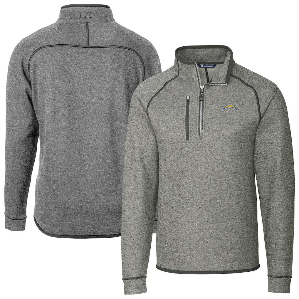 Cutter & Buck Big & Tall Mainsail Sweater-Knit Raglan Half-Zip Jacket - Los Angeles Chargers Jackets