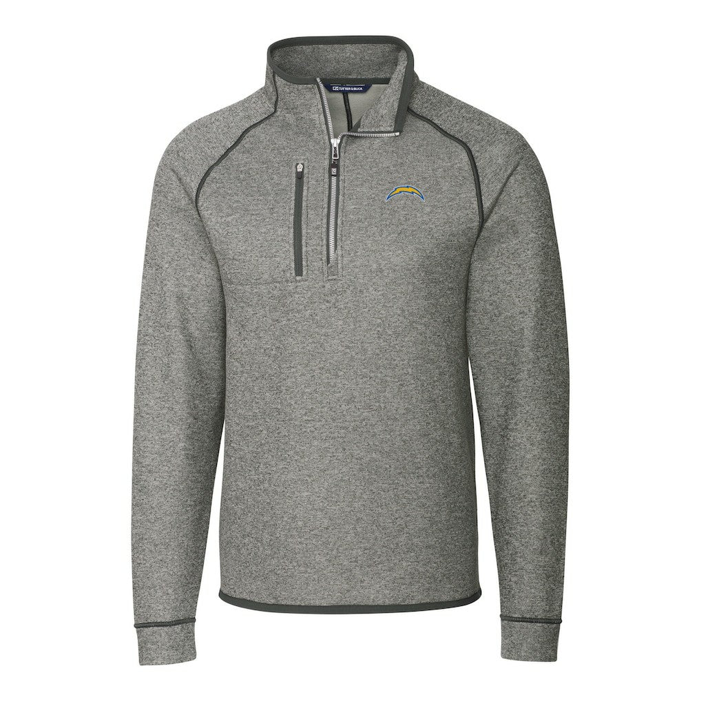 Cutter & Buck Big & Tall Mainsail Sweater-Knit Raglan Half-Zip Jacket - Los Angeles Chargers Jackets