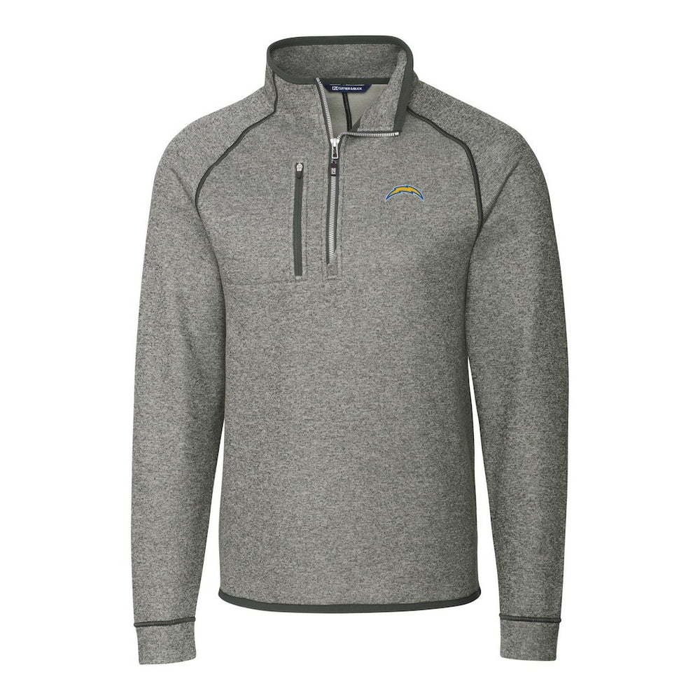 Cutter & Buck Big & Tall Mainsail Sweater-Knit Raglan Half-Zip Jacket - Los Angeles Chargers Jackets