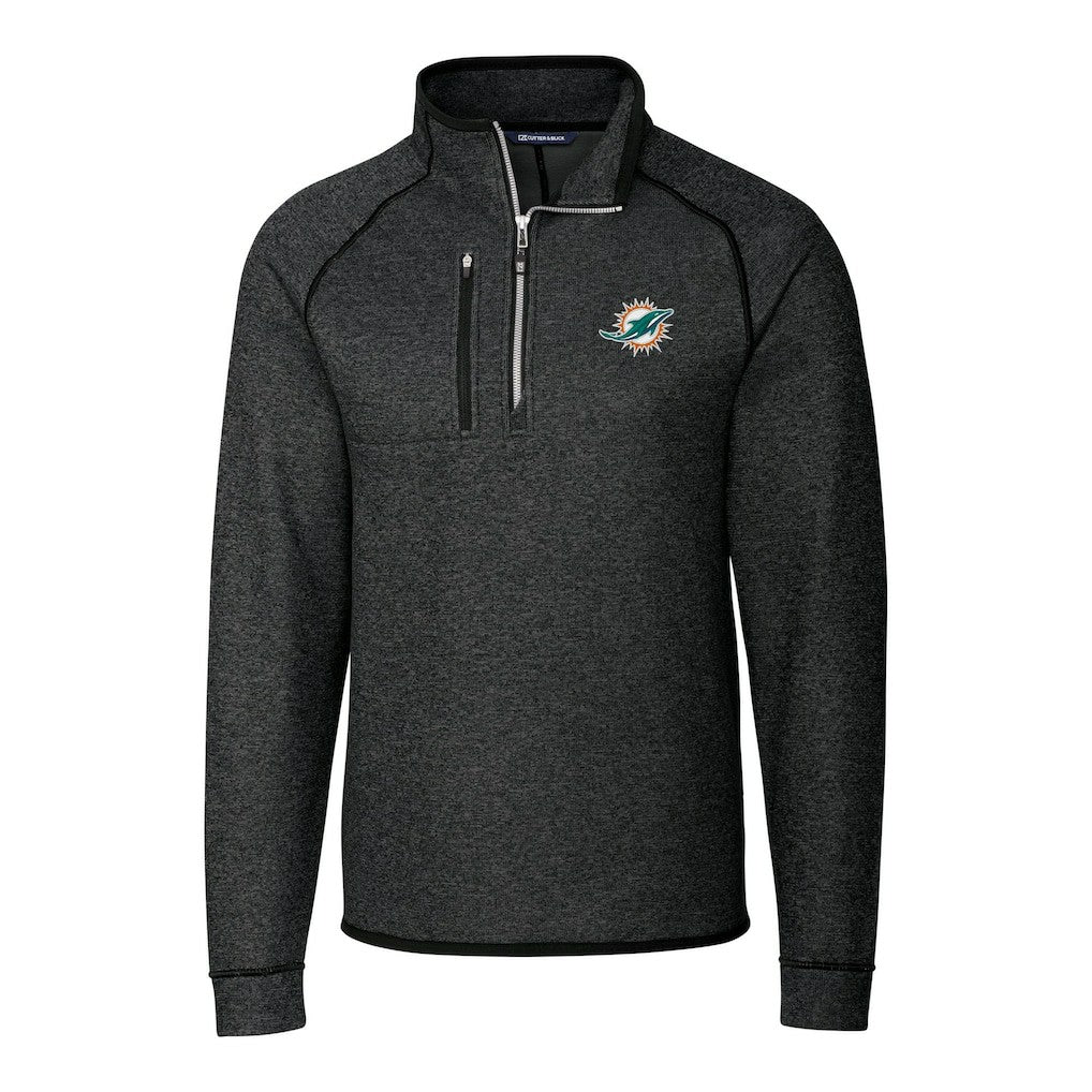 Cutter & Buck Big & Tall Mainsail Sweater-Knit Half-Zip Jacket - Miami Dolphins Jackets