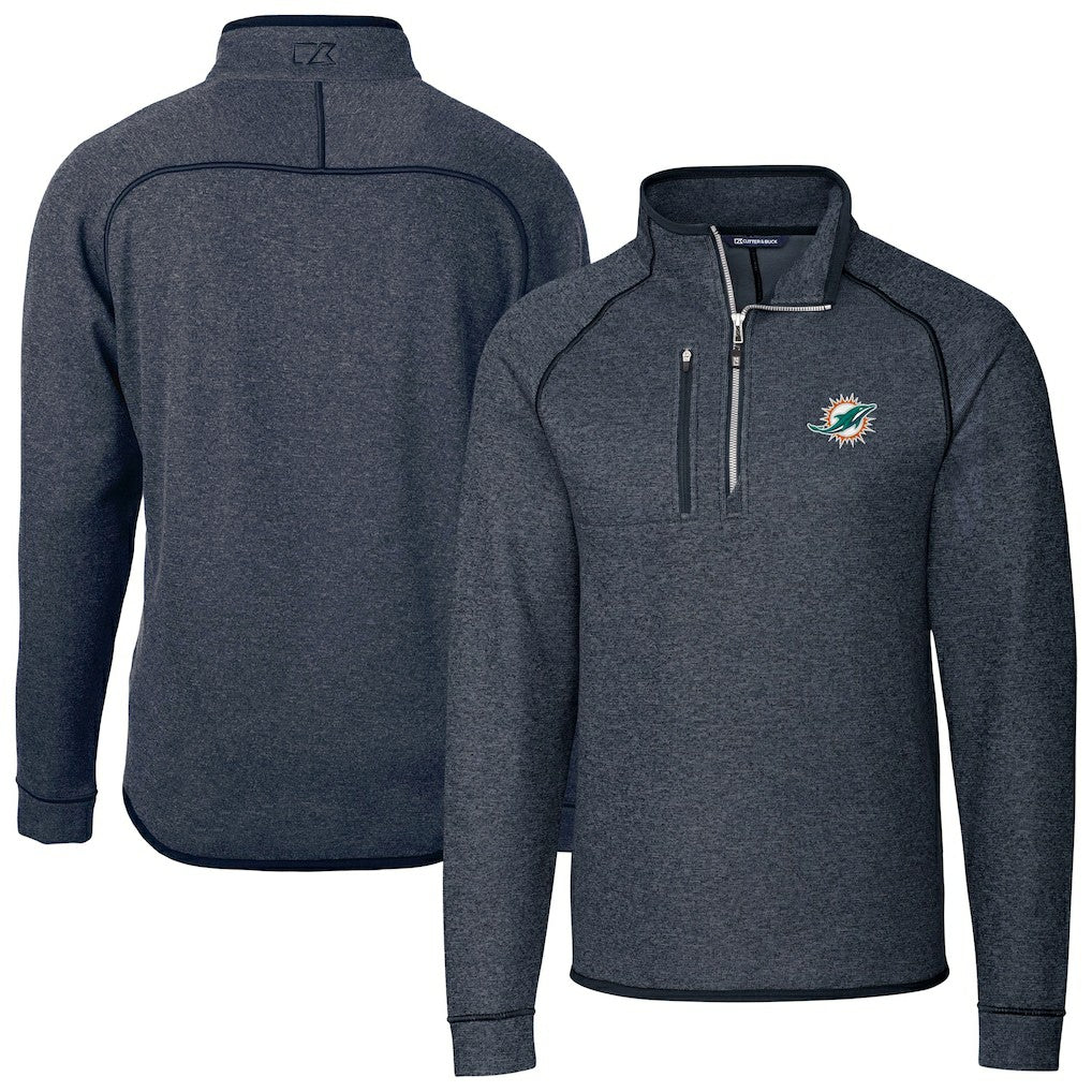 Cutter & Buck Big & Tall Mainsail Sweater-Knit Half-Zip Jacket - Miami Dolphins Jackets