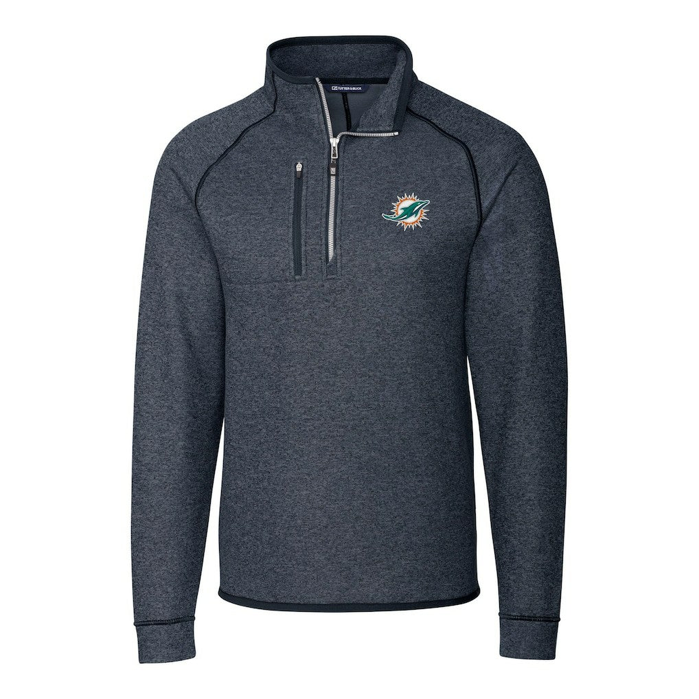 Cutter & Buck Big & Tall Mainsail Sweater-Knit Half-Zip Jacket - Miami Dolphins Jackets