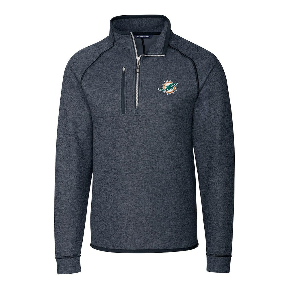Cutter & Buck Big & Tall Mainsail Sweater-Knit Half-Zip Jacket - Miami Dolphins Jackets