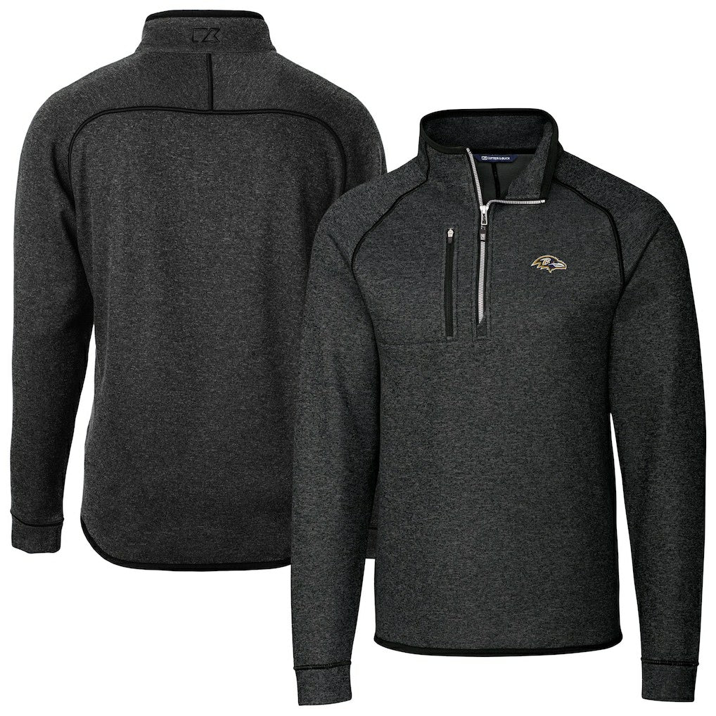 Cutter & Buck Big & Tall Mainsail Sweater-Knit Half-Zip Jacket - Baltimore Ravens Jackets