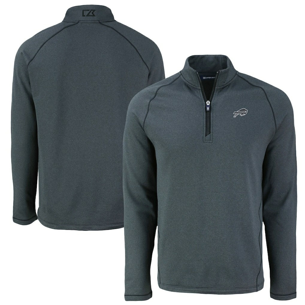 Cutter & Buck Peshastin Eco Fleece Tri-Blend Raglan Recycled Quarter-Zip Jacket - Buffalo Bills Jackets