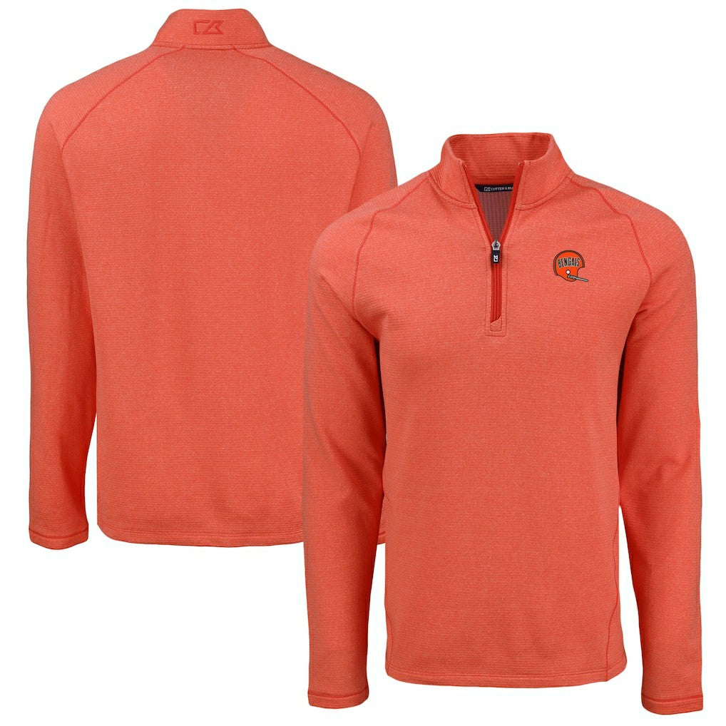 Cutter & Buck Peshastin Eco Fleece Tri-Blend Raglan Recycled Quarter-Zip Jacket - Cincinnati Bengals Jackets