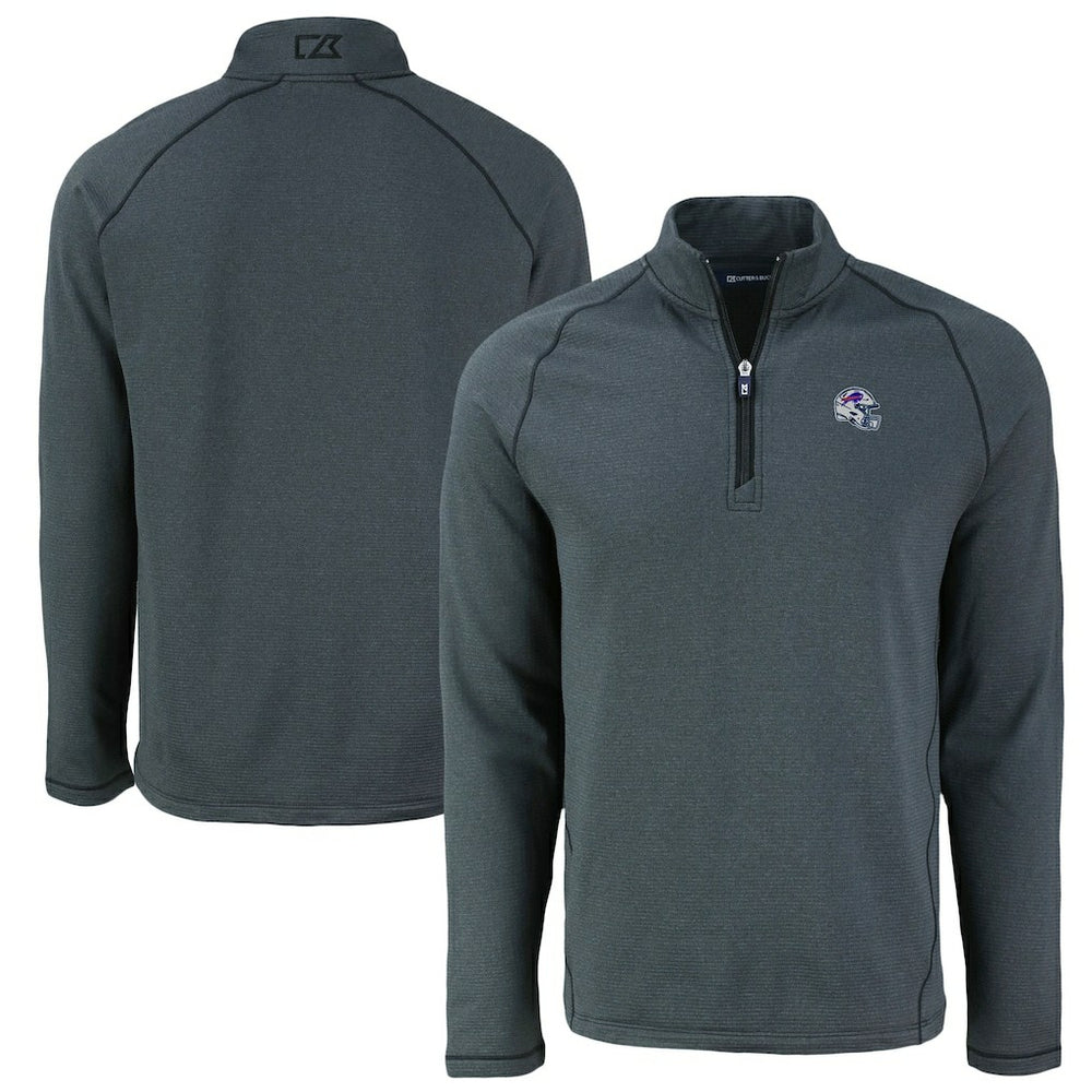 Cutter & Buck Peshastin Eco Fleece Tri-Blend Raglan Recycled Quarter-Zip Jacket - Buffalo Bills Jackets