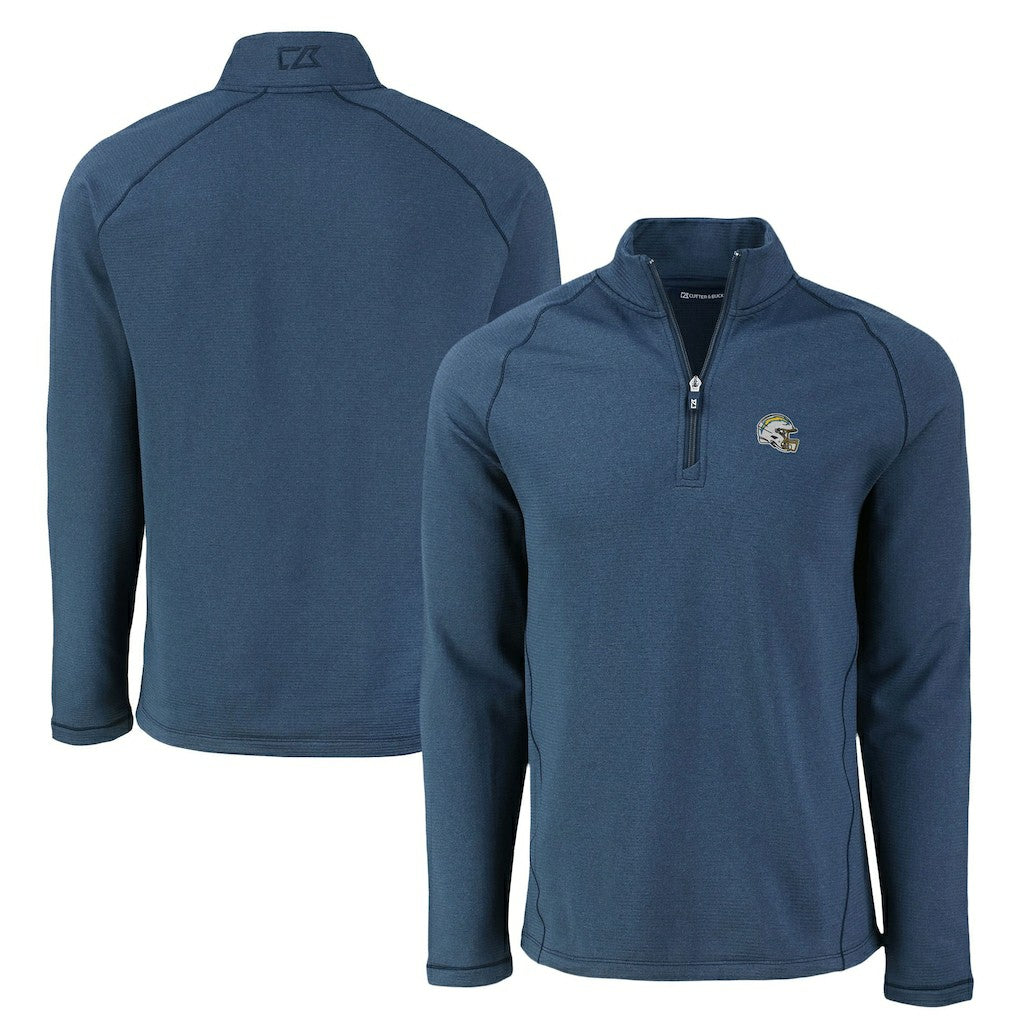 Cutter & Buck Peshastin Eco Fleece Tri-Blend Raglan Recycled Quarter-Zip Jacket - Los Angeles Chargers Jackets