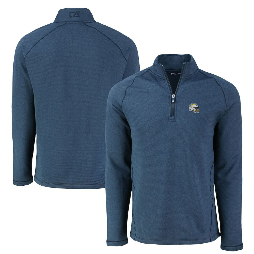 Cutter & Buck Peshastin Eco Fleece Tri-Blend Raglan Recycled Quarter-Zip Jacket - Los Angeles Chargers Jackets