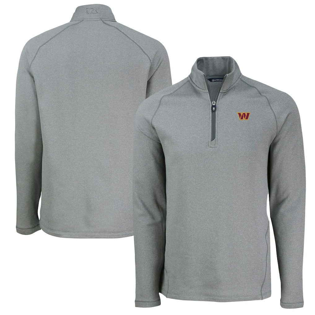 Cutter & Buck Peshastin Eco Fleece Tri-Blend Raglan Recycled Quarter-Zip Jacket - Washington Commanders Jackets