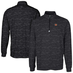 Cutter & Buck Big & Tall Traverse Eco Camo Tri-Blend DryTec Quarter-Zip Jacket - Cincinnati Bengals Jackets