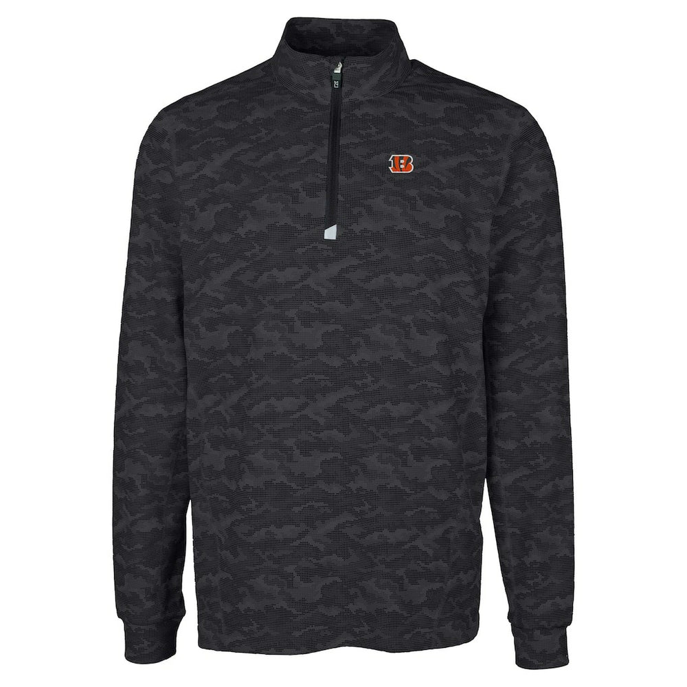 Cutter & Buck Big & Tall Traverse Eco Camo Tri-Blend DryTec Quarter-Zip Jacket - Cincinnati Bengals Jackets
