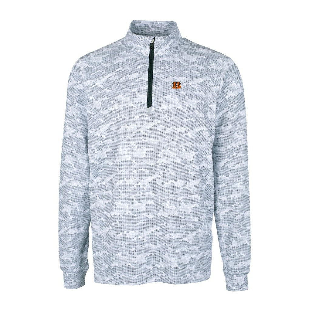 Cutter & Buck Big & Tall Traverse Eco Camo Tri-Blend DryTec Quarter-Zip Jacket - Cincinnati Bengals Jackets