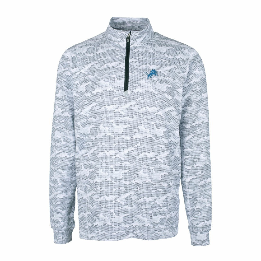 Cutter & Buck Big & Tall Traverse Eco Camo Tri-Blend DryTec Quarter-Zip Jacket - Detroit Lions Jackets