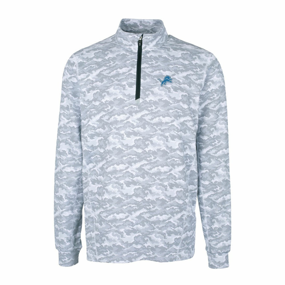 Cutter & Buck Big & Tall Traverse Eco Camo Tri-Blend DryTec Quarter-Zip Jacket - Detroit Lions Jackets