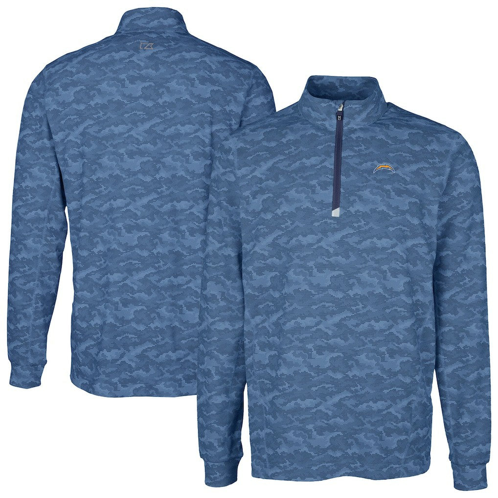 Cutter & Buck Big & Tall Traverse Eco Camo Tri-Blend DryTec Quarter-Zip Jacket - Los Angeles Chargers Jackets