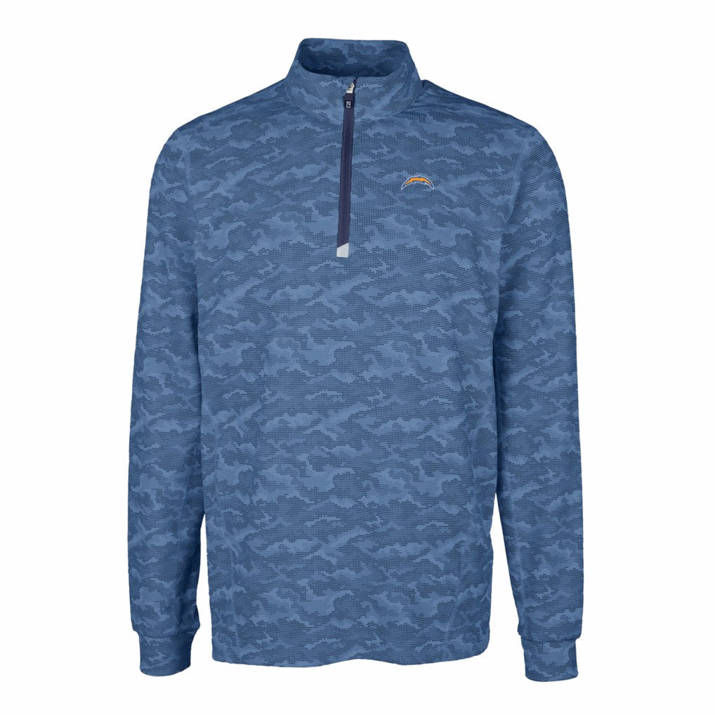 Cutter & Buck Big & Tall Traverse Eco Camo Tri-Blend DryTec Quarter-Zip Jacket - Los Angeles Chargers Jackets