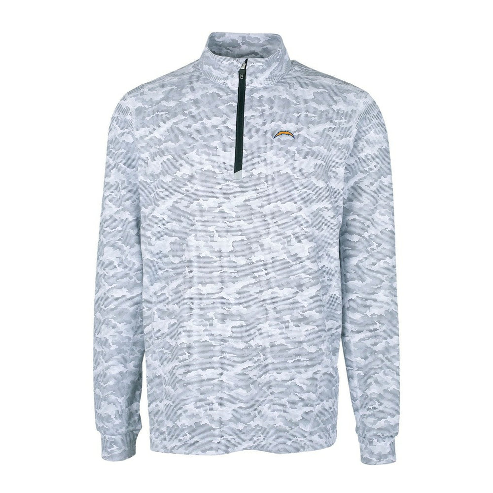 Cutter & Buck Big & Tall Traverse Eco Camo Tri-Blend DryTec Quarter-Zip Jacket - Los Angeles Chargers Jackets