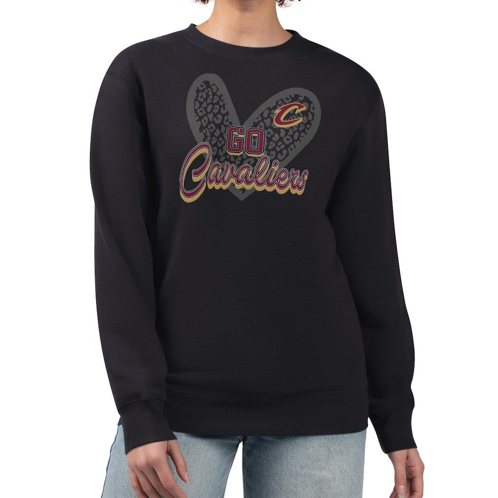 Cleveland Cavaliers G-III 4Her by Carl Banks Women's Leopard Heart Fleece Pullover Sweatshirt sale