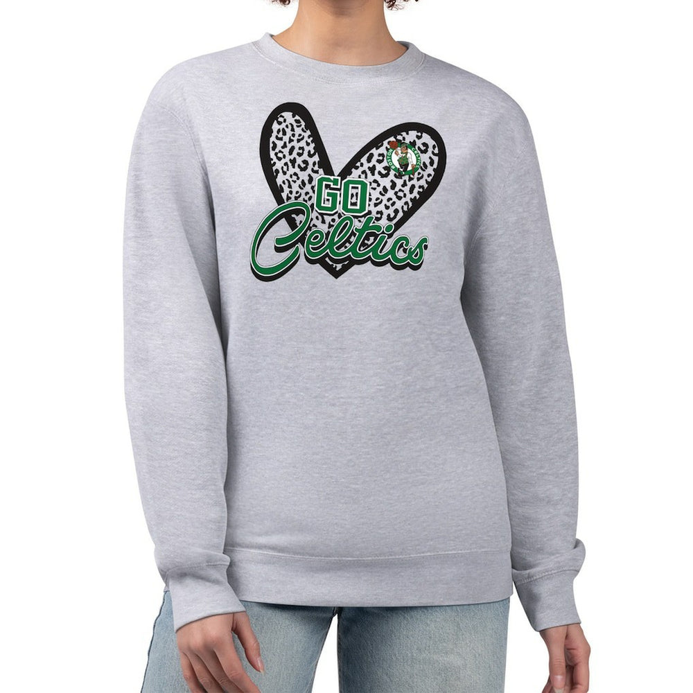 Boston Celtics G-III 4Her by Carl Banks Women's Leopard Heart Fleece Pullover Sweatshirt
