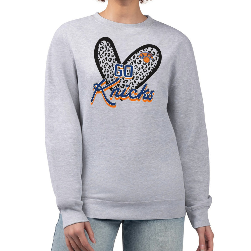 New York Knicks G-III 4Her by Carl Banks Women's Leopard Heart Fleece Pullover Sweatshirt