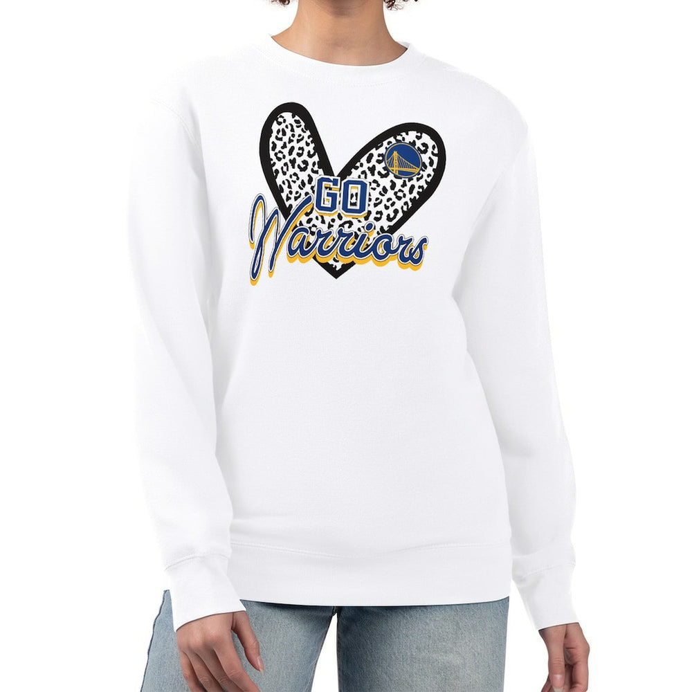 Golden State Warriors G-III 4Her by Carl Banks Women's Leopard Heart Fleece Pullover Sweatshirt sale