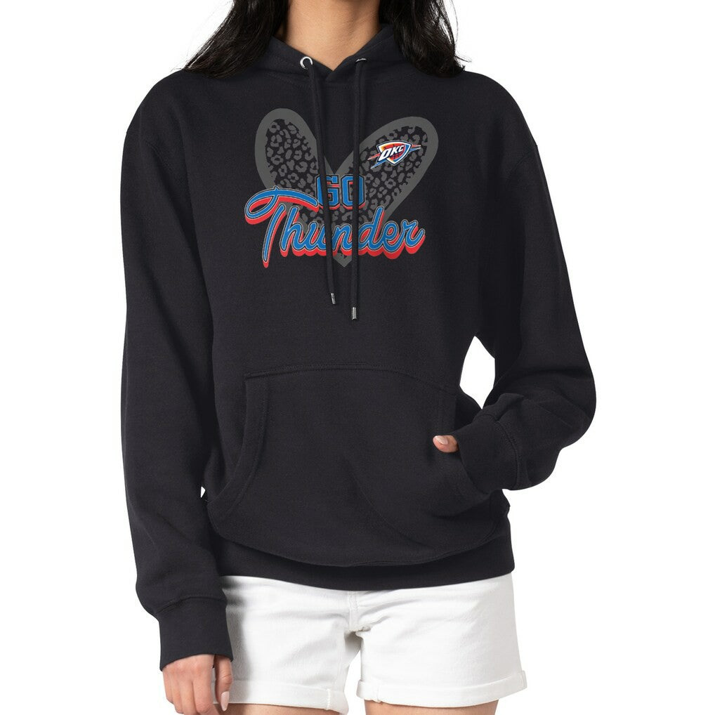 Oklahoma City Thunder G-III 4Her by Carl Banks Women's Leopard Heart Graphic Fleece Pullover Hoodie