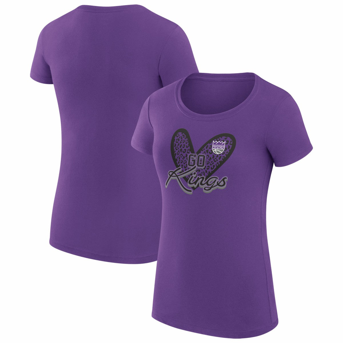 Sacramento Kings G-III 4Her by Carl Banks Women's Super-Slim Fit Lightweight Leopard Heart T-Shirt