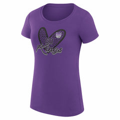 Sacramento Kings G-III 4Her by Carl Banks Women's Super-Slim Fit Lightweight Leopard Heart T-Shirt