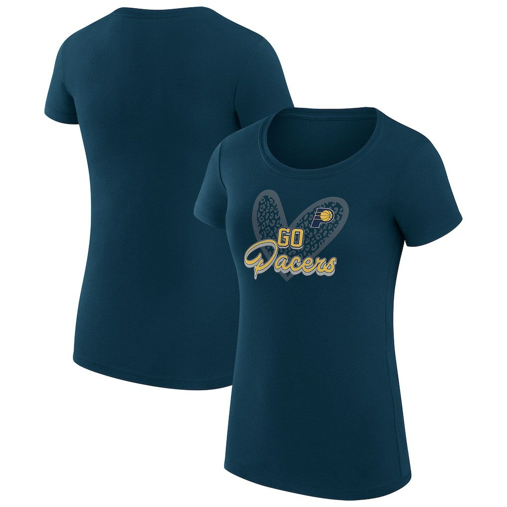 Indiana Pacers G-III 4Her by Carl Banks Women's Super-Slim Fit Lightweight Leopard Heart T-Shirt