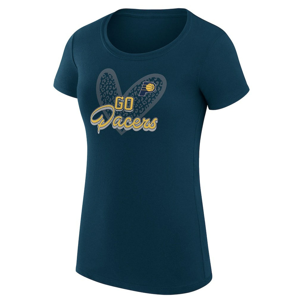 Indiana Pacers G-III 4Her by Carl Banks Women's Super-Slim Fit Lightweight Leopard Heart T-Shirt