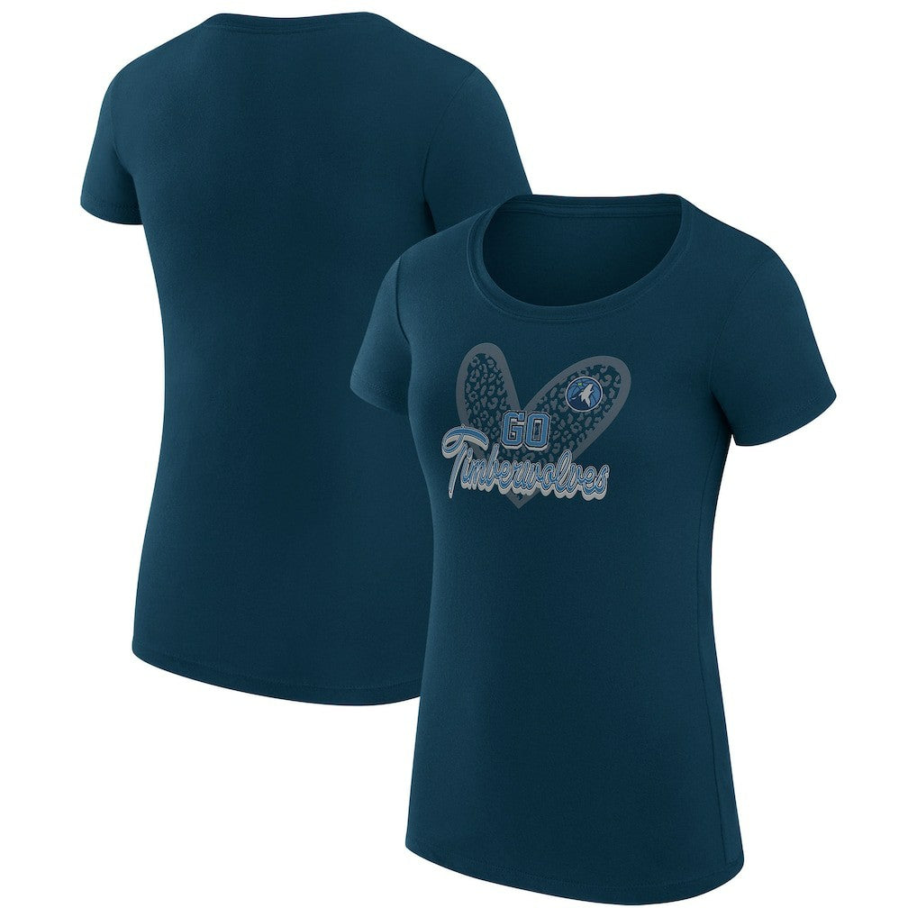 Minnesota Timberwolves G-III 4Her by Carl Banks Women's Super-Slim Fit Lightweight Leopard Heart T-Shirt