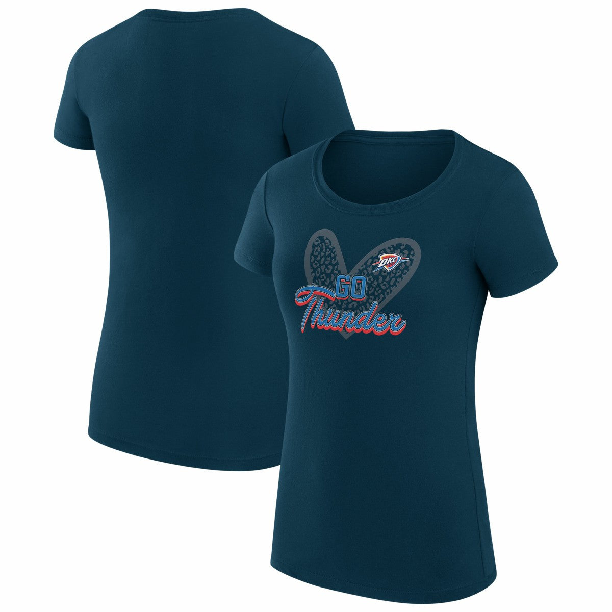 Oklahoma City Thunder G-III 4Her by Carl Banks Women's Super-Slim Fit Lightweight Leopard Heart T-Shirt