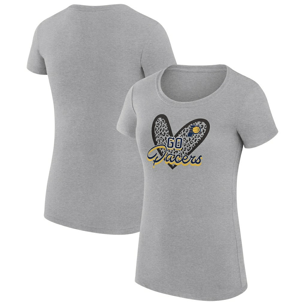 Indiana Pacers G-III 4Her by Carl Banks Women's Super-Slim Fit Lightweight Leopard Heart T-Shirt