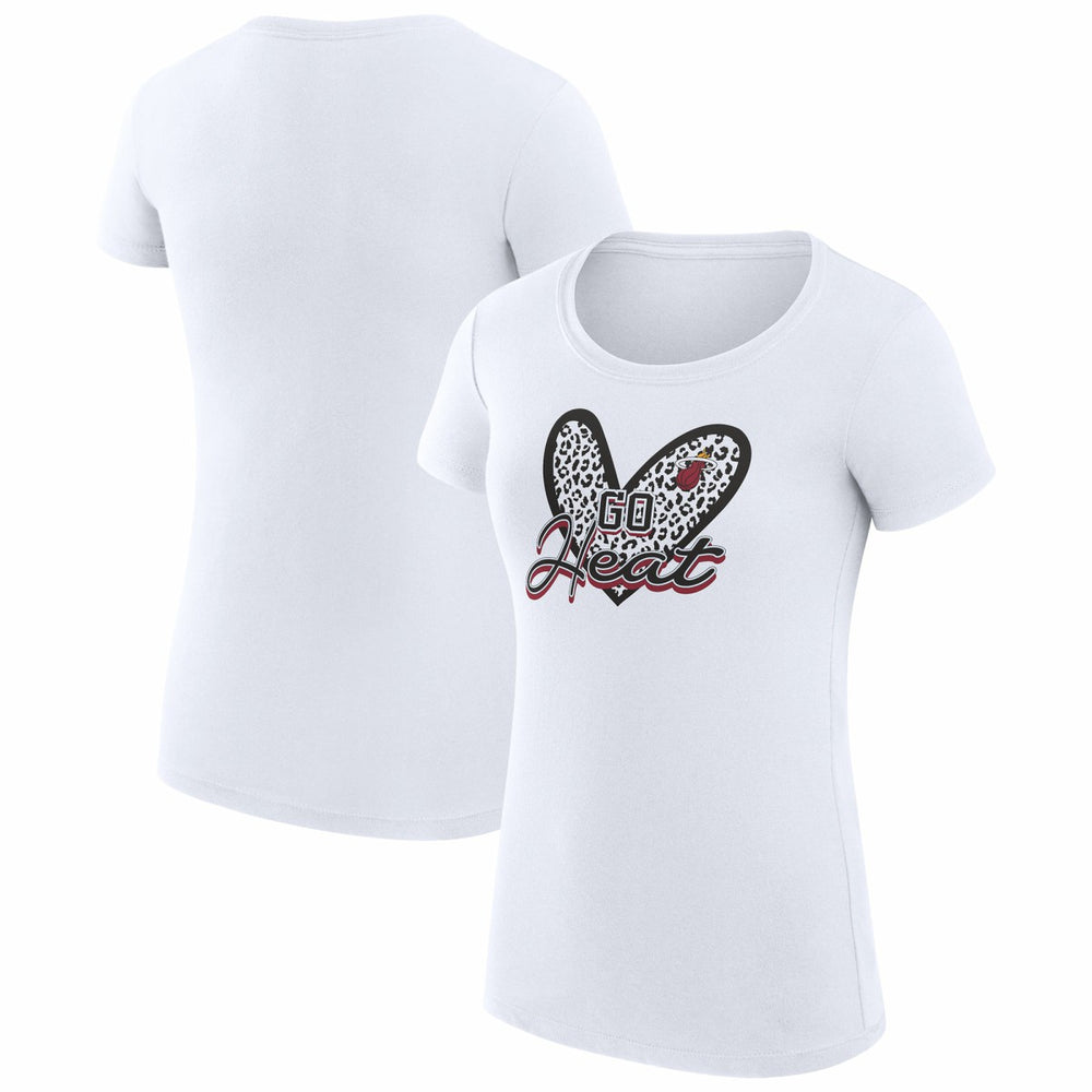 Miami Heat G-III 4Her by Carl Banks Women's Super-Slim Fit Lightweight Leopard Heart T-Shirt