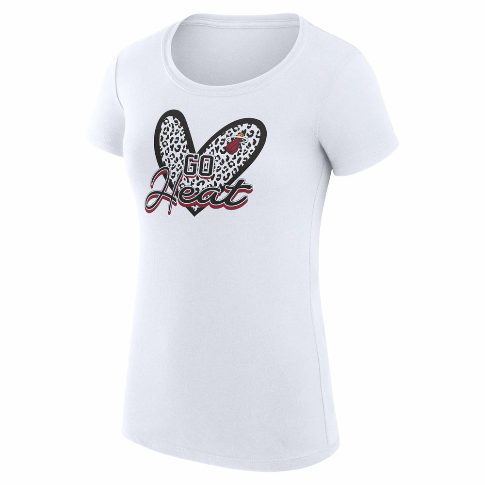 Miami Heat G-III 4Her by Carl Banks Women's Super-Slim Fit Lightweight Leopard Heart T-Shirt