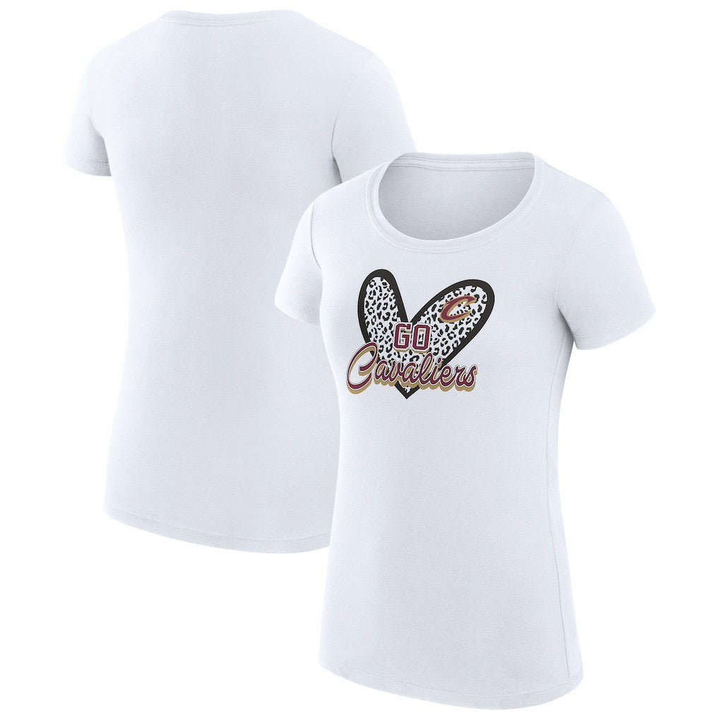 Cleveland Cavaliers G-III 4Her by Carl Banks Women's Super-Slim Fit Lightweight Leopard Heart T-Shirt sale