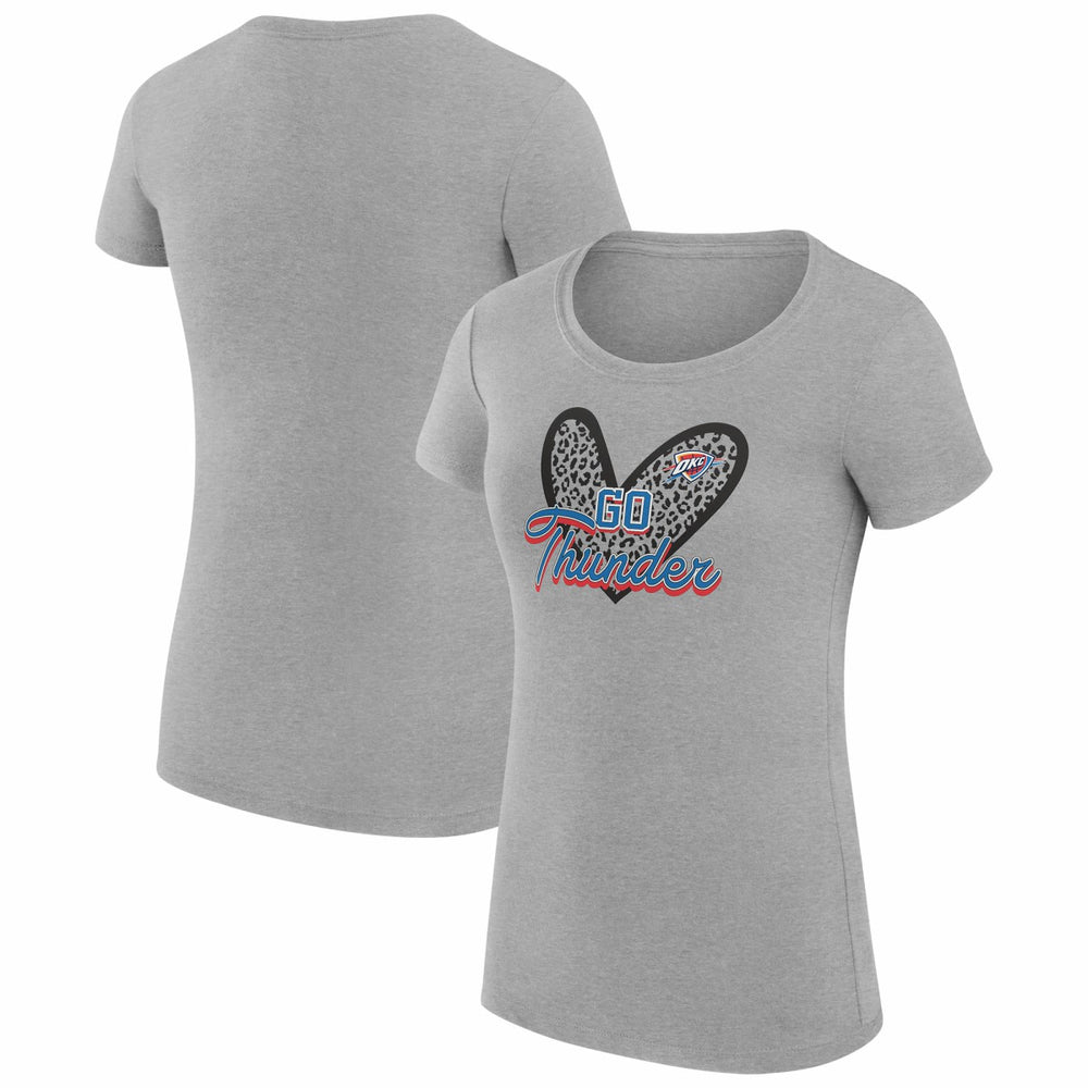 Oklahoma City Thunder G-III 4Her by Carl Banks Women's Super-Slim Fit Lightweight Leopard Heart T-Shirt