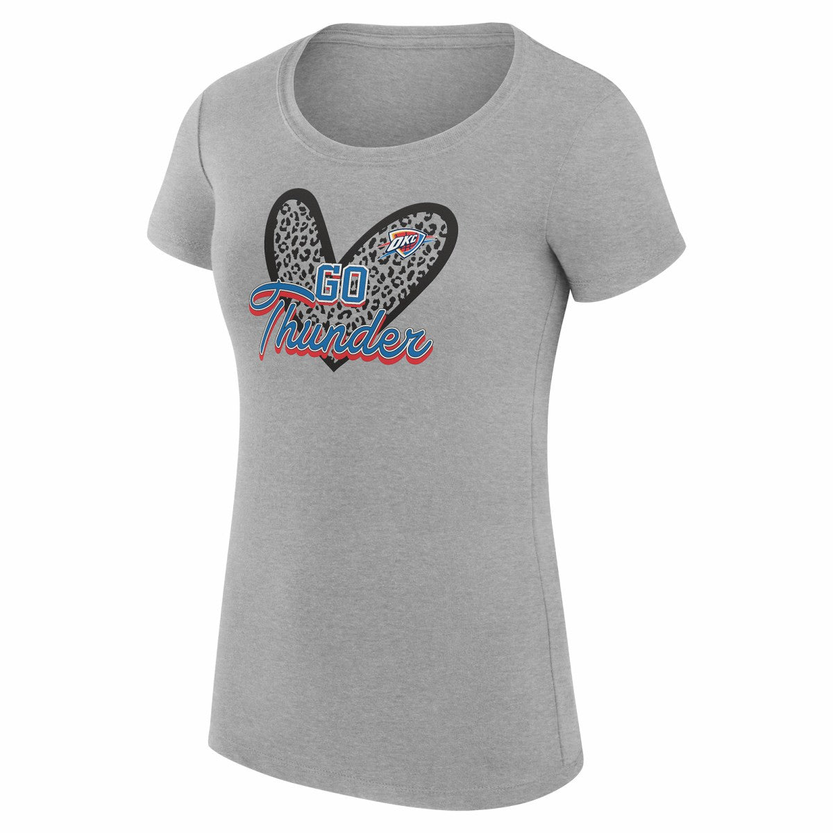 Oklahoma City Thunder G-III 4Her by Carl Banks Women's Super-Slim Fit Lightweight Leopard Heart T-Shirt