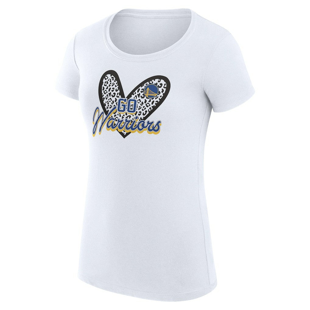 Golden State Warriors G-III 4Her by Carl Banks Women's Super-Slim Fit Lightweight Leopard Heart T-Shirt sale