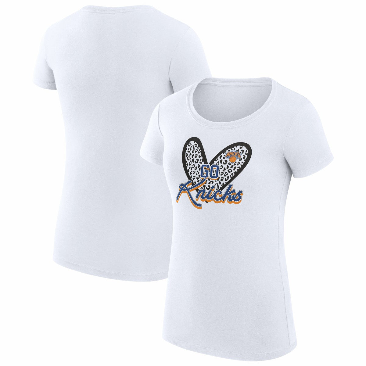 New York Knicks G-III 4Her by Carl Banks Women's Super-Slim Fit Lightweight Leopard Heart T-Shirt