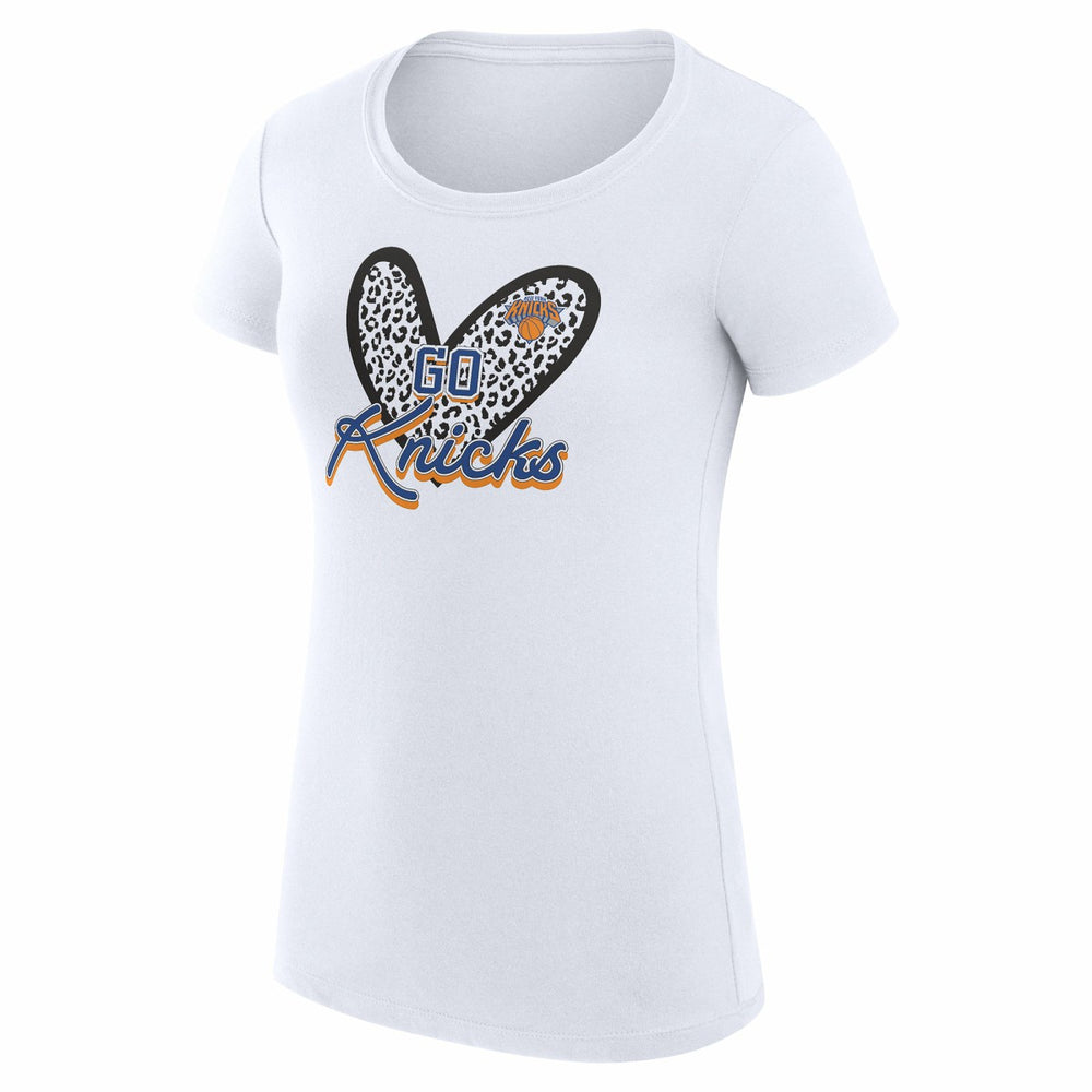 New York Knicks G-III 4Her by Carl Banks Women's Super-Slim Fit Lightweight Leopard Heart T-Shirt