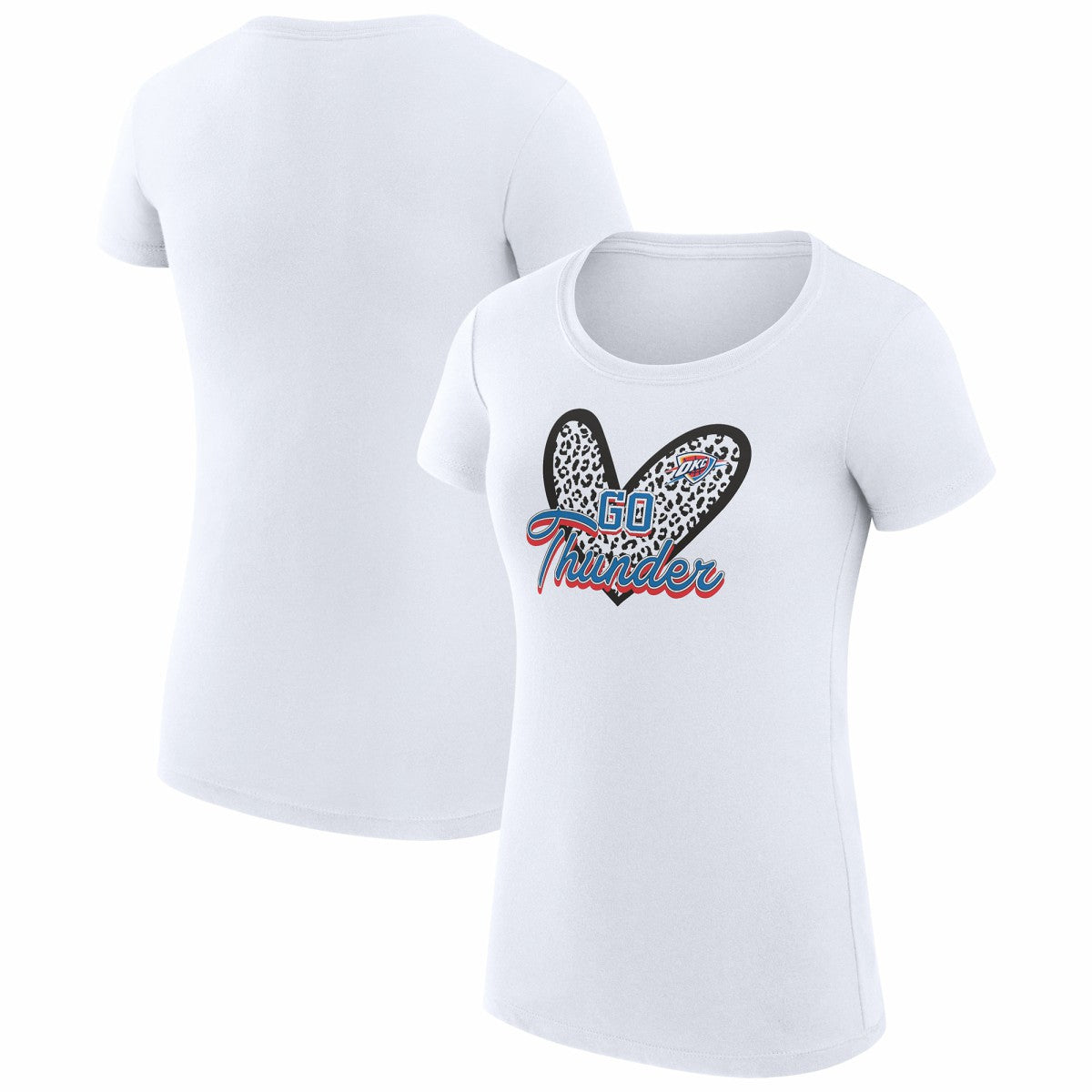Oklahoma City Thunder G-III 4Her by Carl Banks Women's Super-Slim Fit Lightweight Leopard Heart T-Shirt