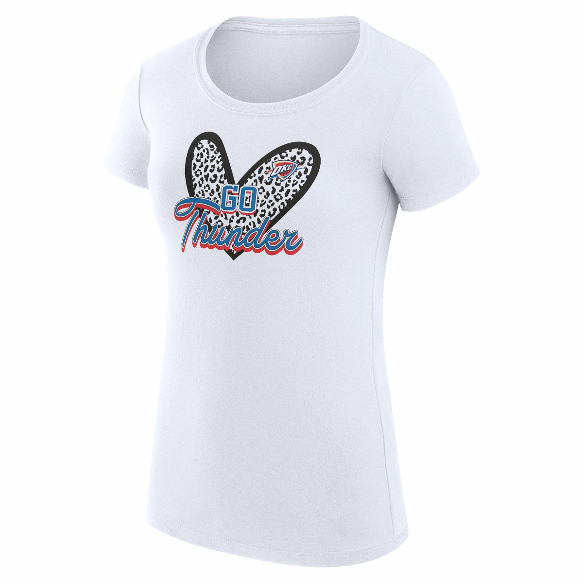 Oklahoma City Thunder G-III 4Her by Carl Banks Women's Super-Slim Fit Lightweight Leopard Heart T-Shirt
