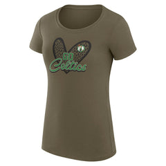 Boston Celtics G-III 4Her by Carl Banks Women's Super-Slim Fit Lightweight Leopard Heart T-Shirt